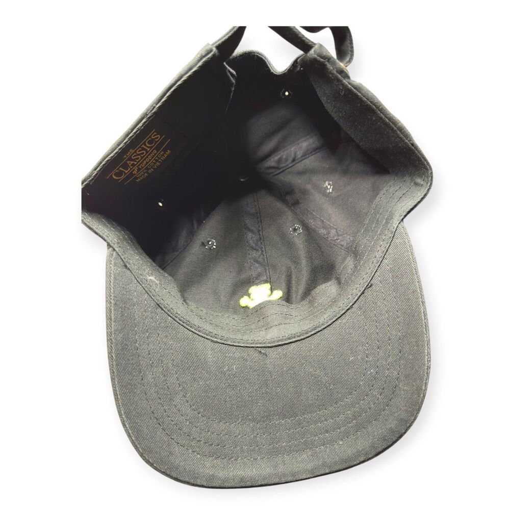 Black Adjustable Green Bear Strapback Hat Y2K - Picture 3 of 3